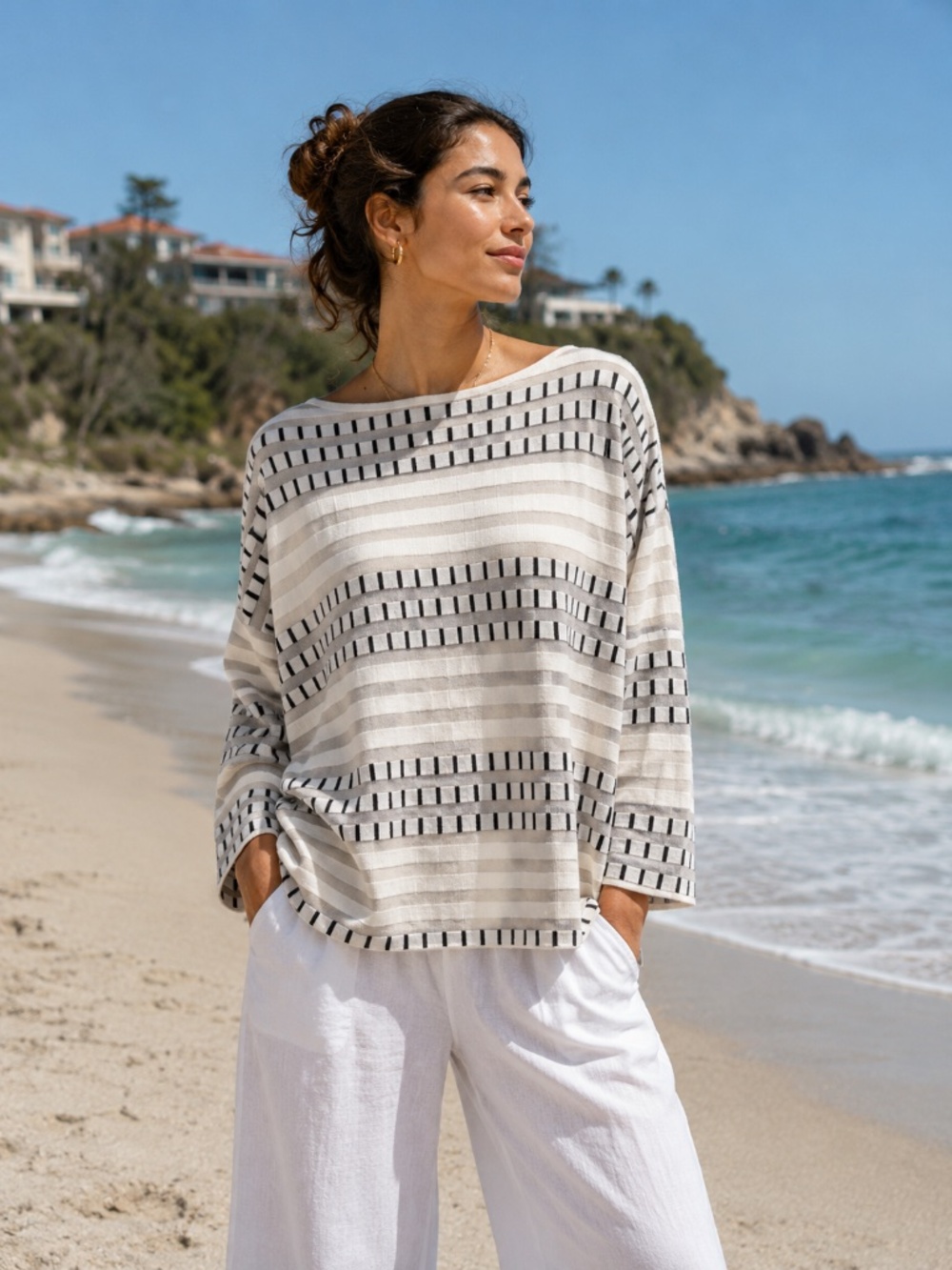 Pier Antonio Gaspari Sheer See-Through White and black sweater